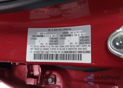 2016 Mazda Cx-3 Touring z USA, uszkodzony, nr VIN JM1DKBC73G0118487